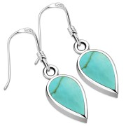 Turquoise Drop Sterling Silver Earrings, e319